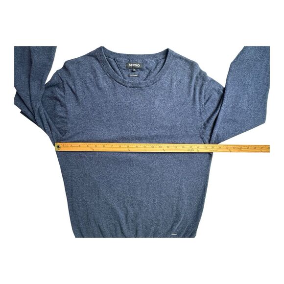 Sergio Sweater Mens Large Blue Cotton Cashmere Blend Scoop Neck Pullover - Picture 7 of 13